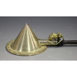 An Elizabeth II silver novelty candlesnuffer in the form of a witch's hat with gilded rat, London