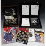 A Royal Mint silver proof seven-coin set 2008, total weight 43.1g, a Royal Mint fourteen-coin