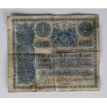 A Scottish British Linen Bank one pound note, detailed 'Edinburgh 23rd September 1914', numbered 'No