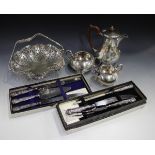 An Elizabeth II silver handled King's pattern three-piece carving set, Sheffield 1966, boxed, a