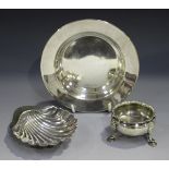 A late Victorian silver butter shell, on three shell feet, Sheffield 1892 by Atkin Brothers,