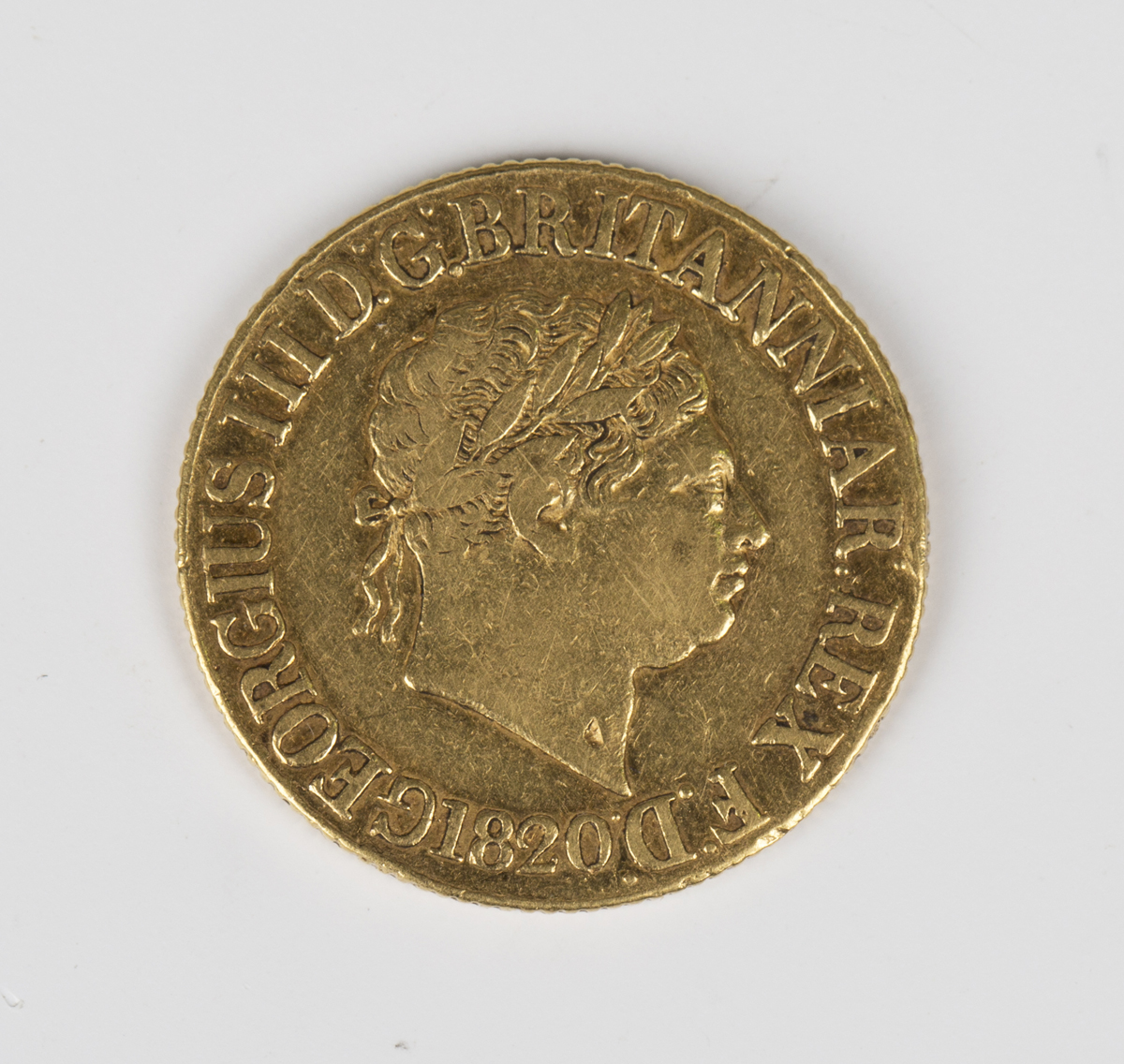 A George III sovereign 1820.Buyer’s Premium 29.4% (including VAT @ 20%) of the hammer price. Lots