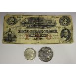 A State of Michigan Adrian The Erie and Kalamazoo Rail Road Bank two dollars note, dated 'Aug 1,
