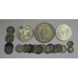 A group of British coins, comprising a George VI crown 1937, a George II Maundy penny 1753, a George