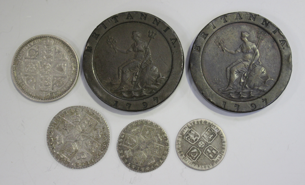 A group of British coinage and tokens, including a George II sixpence 1757, a George III shilling - Image 4 of 4