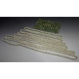 A group of six freshwater pearl necklaces, each graduated in length, length of shortest strand 69cm,