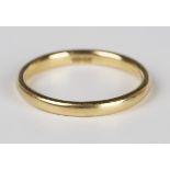 A gold plain wedding ring, detailed '18ct', weight 2.7g, ring size approx M1/2.Buyer’s Premium 29.4%