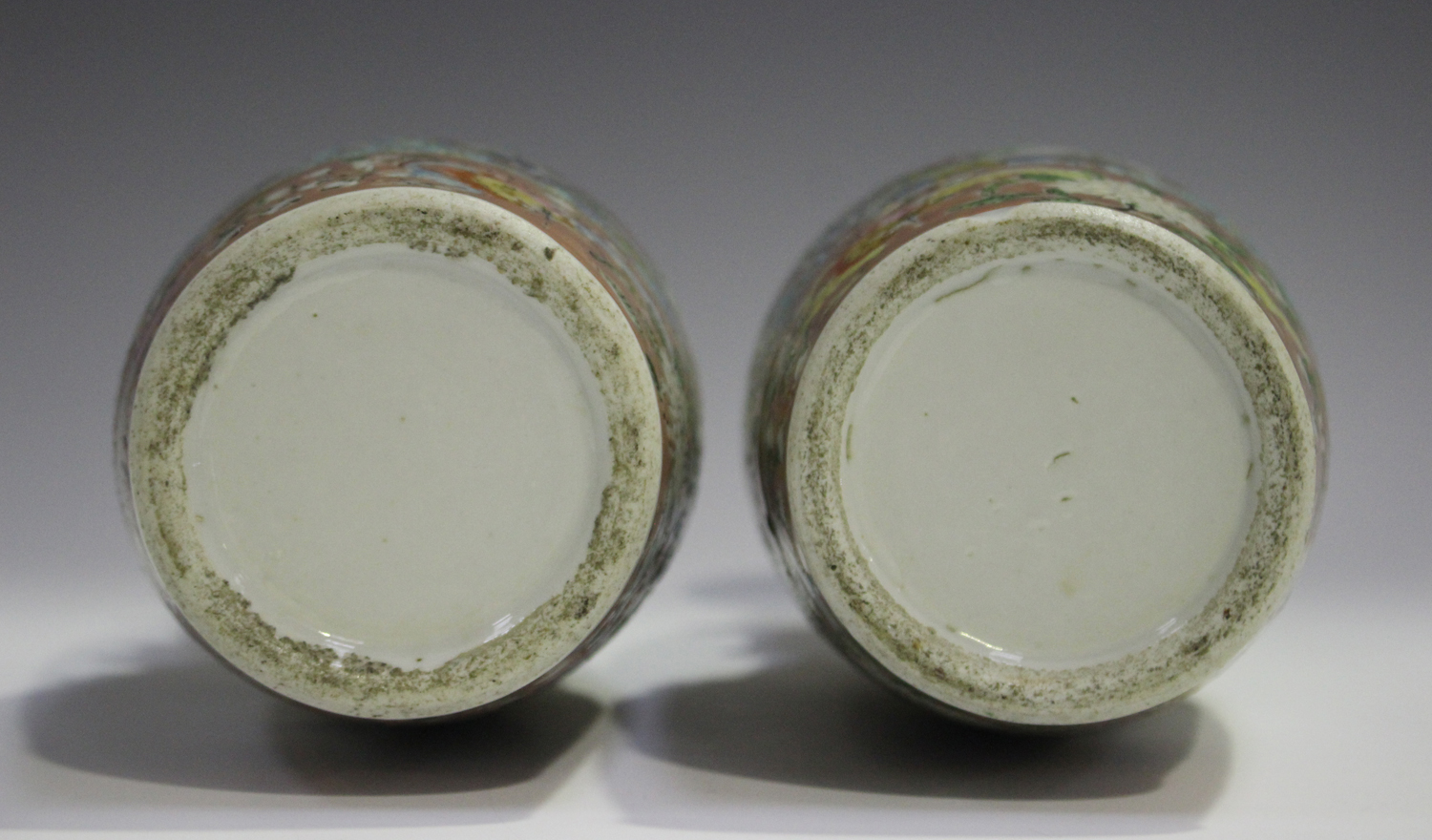 A pair of Chinese famille rose porcelain vases, late 19th century, each shouldered tapering body and - Image 9 of 12