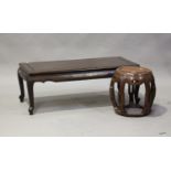 A Chinese hardwood stand/garden seat, 20th century, of openwork barrel form, height 41.5cm, together