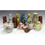 A collection of Chinese pottery and works of art, 19th century and later, including a turquoise