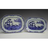 A graduated pair of Chinese blue and white export porcelain meat dishes, Qianlong period, each