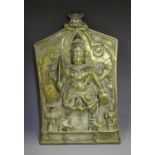 An Indian bronze Shiva plaque, 18th century, cast in relief with the standing deity, height 21cm.