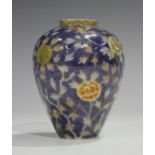 A Japanese Imari porcelain vase, Meiji period, probably Fukagawa, the ovoid body painted and gilt