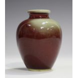 A Chinese sang-de-boeuf glazed vase, 20th century, of ovoid form, height 11cm.Buyer’s Premium 29.