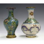 A Chinese cloisonné baluster vase, early 20th century, decorated with polychrome flowers and