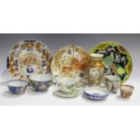 A small collection of Oriental porcelain, 18th century and later, including a Chinese famille rose