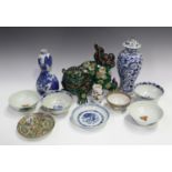 A small group of Oriental porcelain, 19th century and later, including a Japanese Kutani porcelain