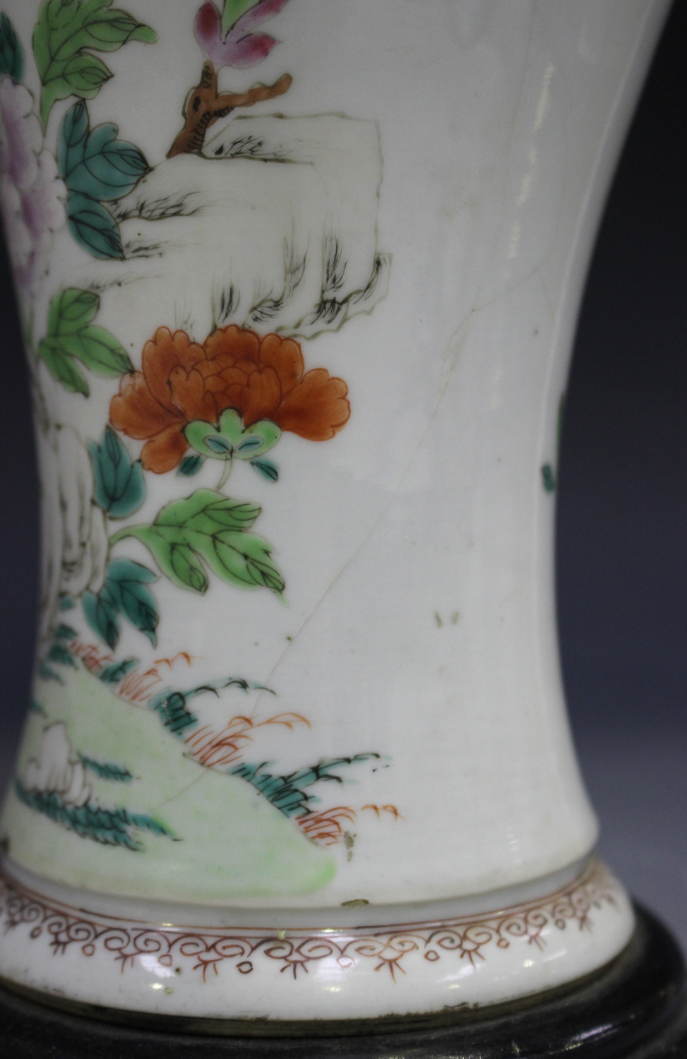 A pair of Chinese famille rose export porcelain vases, Qianlong period, each of baluster form, - Image 3 of 6