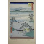 Utagawa Hiroshige (1797-1858) - two Japanese woodblock prints, mid-19th century, from the fifty-