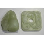 Two Chinese pale celadon jade pendants, late 19th/20th century, the first carved in the form of a