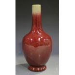 A Chinese sang-de-boeuf glazed bottle vase, mark of Qianlong but probably 20th century, the