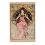 An Alphonse Mucha Art Nouveau colour lithographed postcard from the 'Collection des Cent' series,