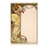 An Alphonse Mucha Art Nouveau colour lithographed Moet & Chandon menu card published by F.