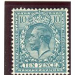 A Great Britain 1924 10d blue stamp, inverted watermark, fine lightly mounted mint (SG 428 Wi),