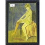 EDMUND LUCCHESI. A signed pastel drawing by Edmund Lucchesi of a woman pulling up her tights,