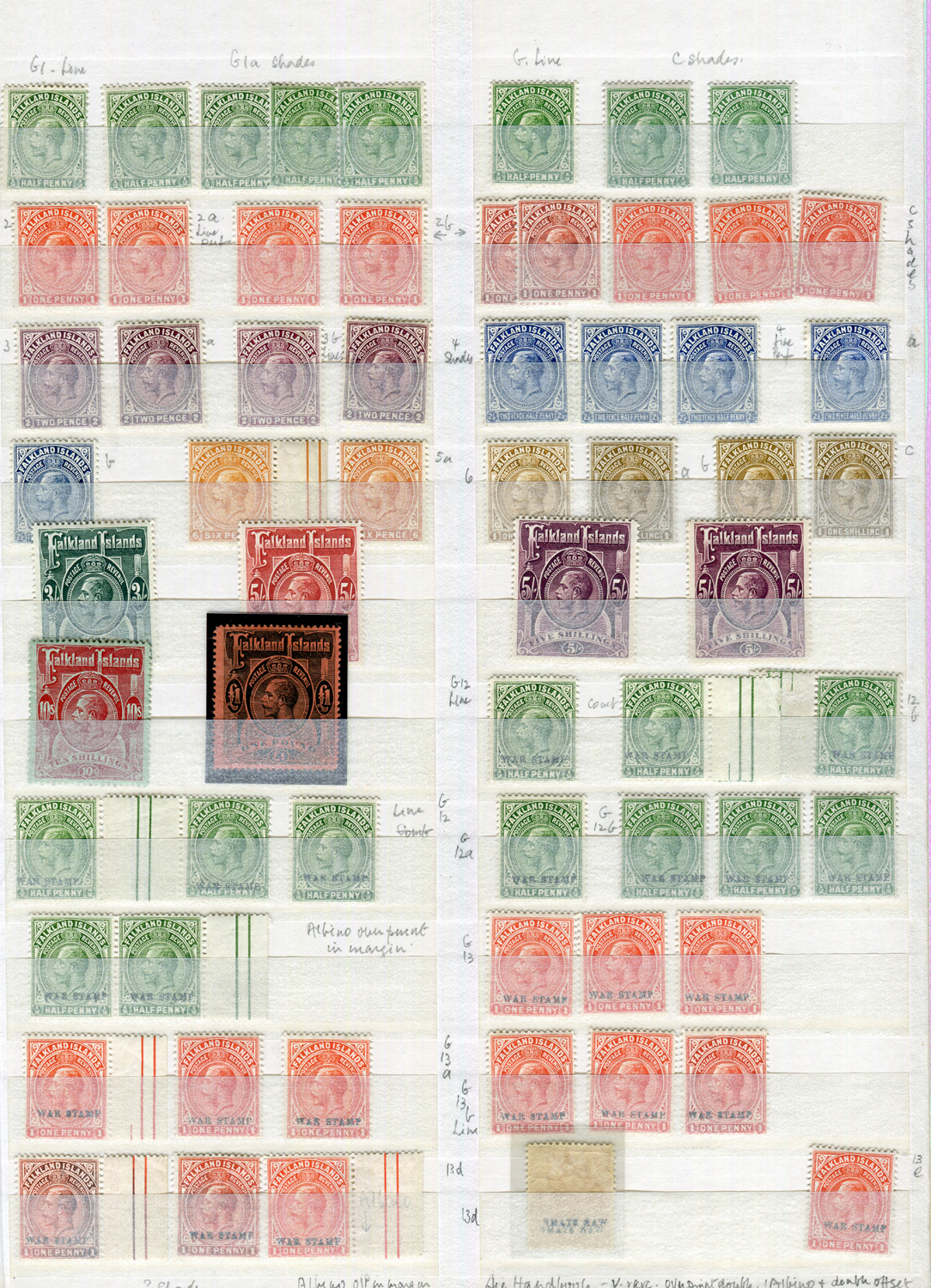 A collection of Falkland Islands stamps from 1878 1st issue, Victoria shades, watermark varieties, - Image 4 of 5