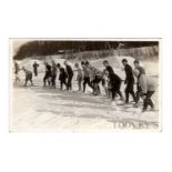 A collection of 17 photographic postcards of winter sport, mostly skiing and tobogganing.Buyer’s