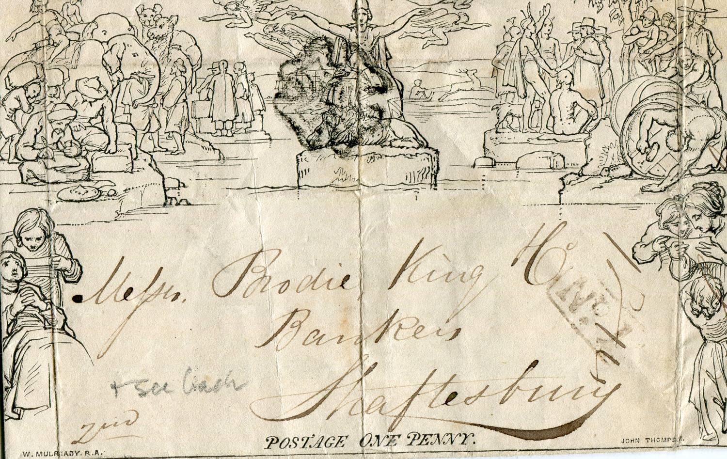 A group of Great Britain 1840 Mulready envelopes and letter sheets with two 1d mint, and two 2d - Image 8 of 15