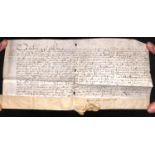 LEGAL DOCUMENTS. An Elizabeth I deed on vellum dated 1568 concerning the sale of a house in South