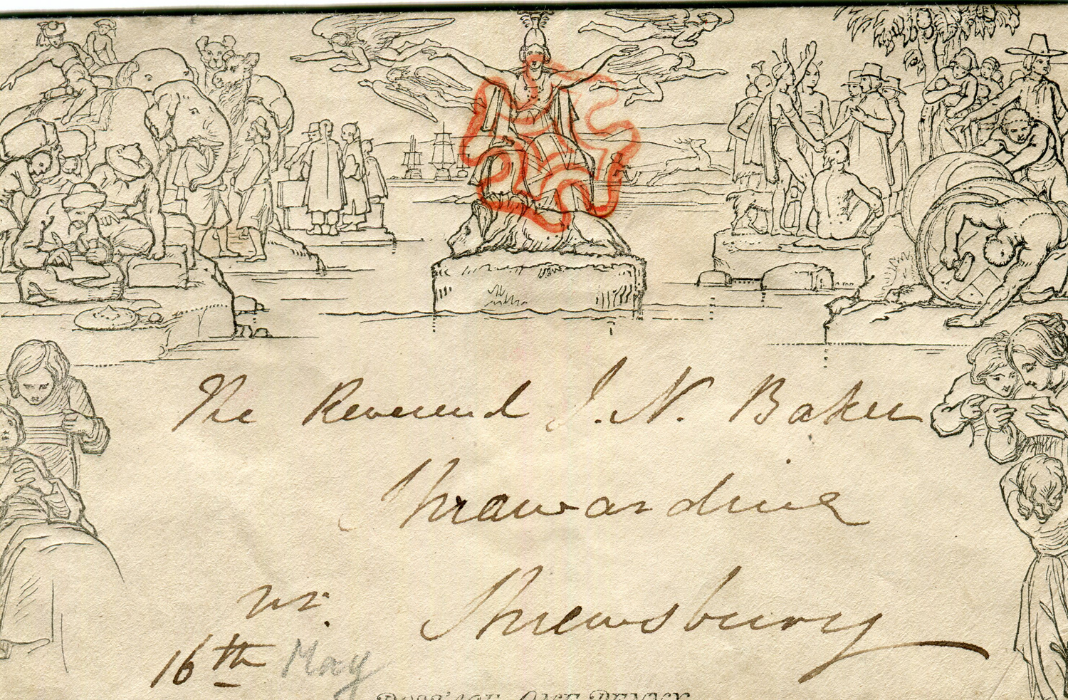 A group of Great Britain 1840 Mulready envelopes and letter sheets with two 1d mint, and two 2d