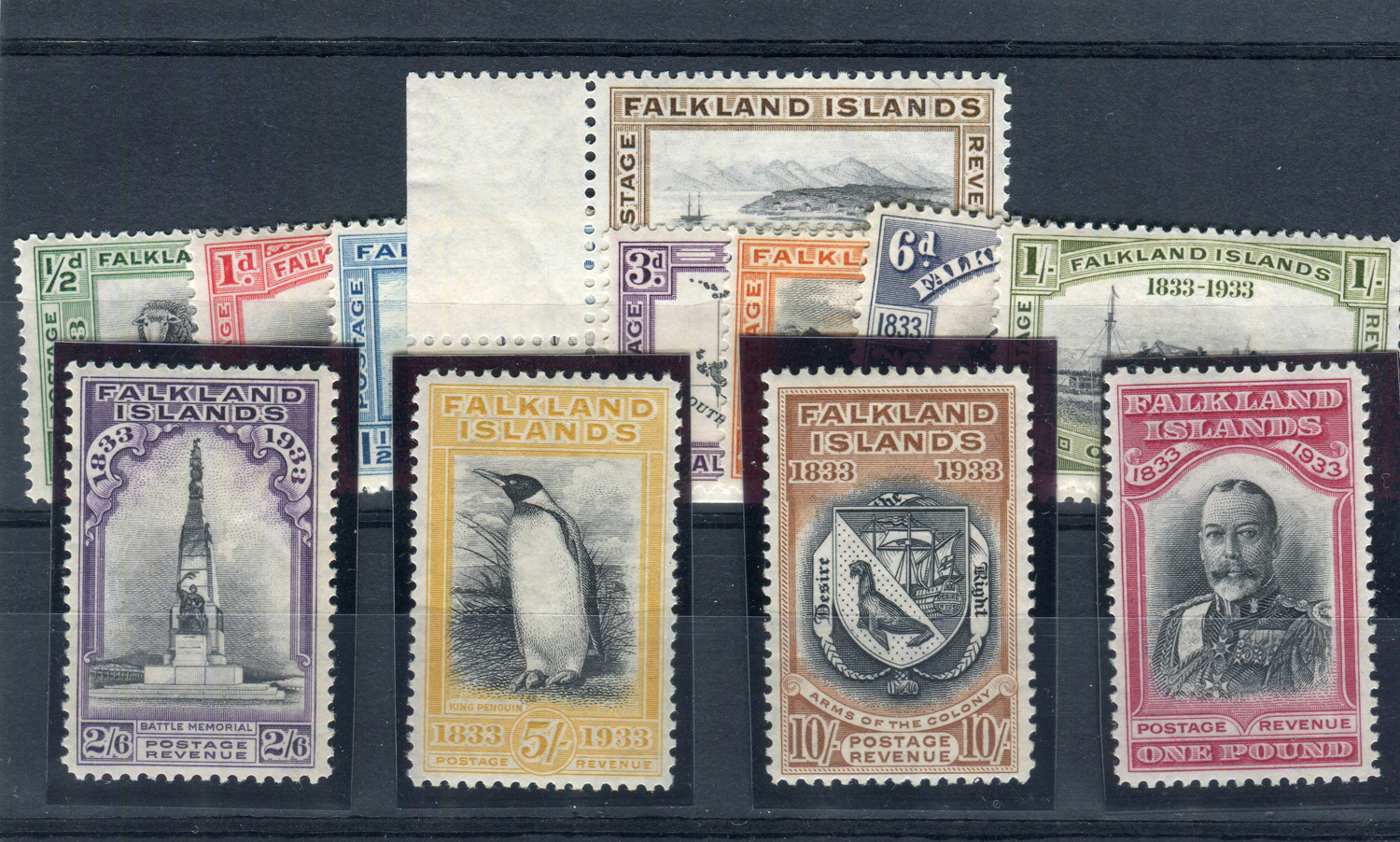 A Falkland Islands 1933 Centenary fine mint set of 12 stamps.Buyer’s Premium 29.4% (including