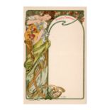 An Alphonse Mucha Art Nouveau colour lithographed Moet & Chandon menu card published by F.