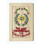 A group of 10 First World War embroidered silk greetings postcards, including 1 featuring The East