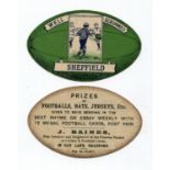 A group of 23 J. Baines cards in the form of rugby balls, including Edinburgh, Ireland, Leeds,