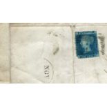 A small group of covers, including two 1840 1d blacks, 1841 2d blue including strip of four used
