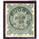 A Great Britain 1878 10 shillings greenish grey stamp, fine used Rugby P.O.S.B. circular datestamp.