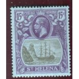 A St. Helena 1922 15 shillings fine mint - key stamp of St. Helena.Buyer’s Premium 29.4% (