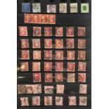 A collection of Great Britain stamps in a stock book from 1858 2d blue, 1864 1d red plates used, two