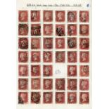 A collection of Great Britain 1858-64 1d red stamps, plate 89 and plate 184 sheet reconstructions,