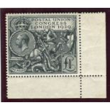 A Great Britain 1929 PUC £1 black stamp, fine mint corner marginal.Buyer’s Premium 29.4% (