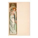 An Alphonse Mucha Art Nouveau colour lithographed Moet & Chandon menu card published by F.