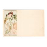 Two Alphonse Mucha Art Nouveau colour lithographed postcards from the 'Four Seasons' series,