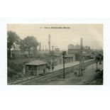 A collection of approximately 60 printed postcards, all of French railways and locomotives,