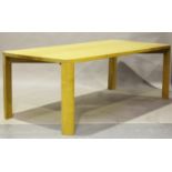 A modern solid oak dining table with curved corners, height 75cm, length 222cm, depth 100cm,