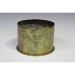 A First World War period trench art decorated shell case, the sides engraved with crescent moon