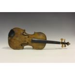 A violin, length of back excluding button 35.6cm, fitted with mother-of-pearl inlaid boxwood